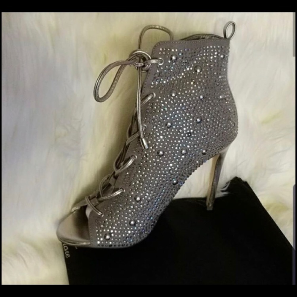 Silver and black heels for sale